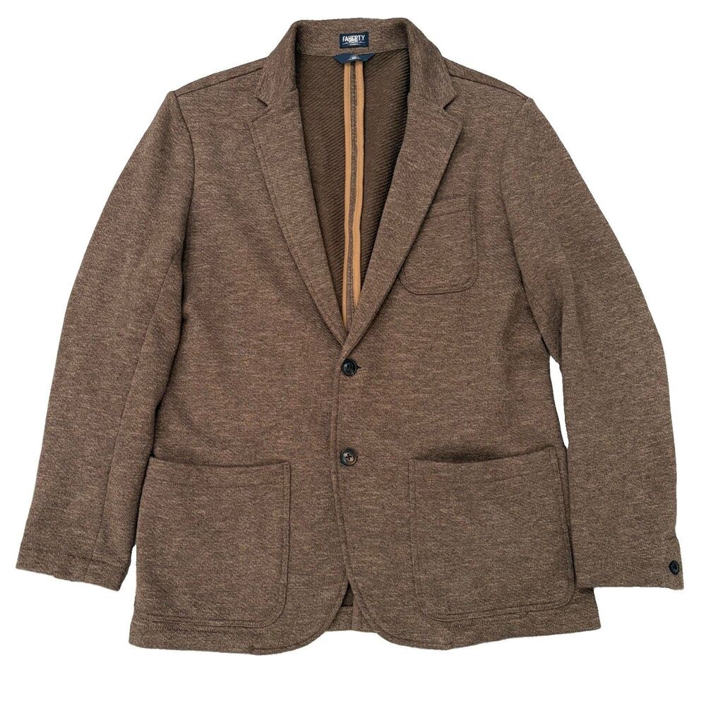 Faherty Men’s The Inlet Knit Blazer Size L Brown